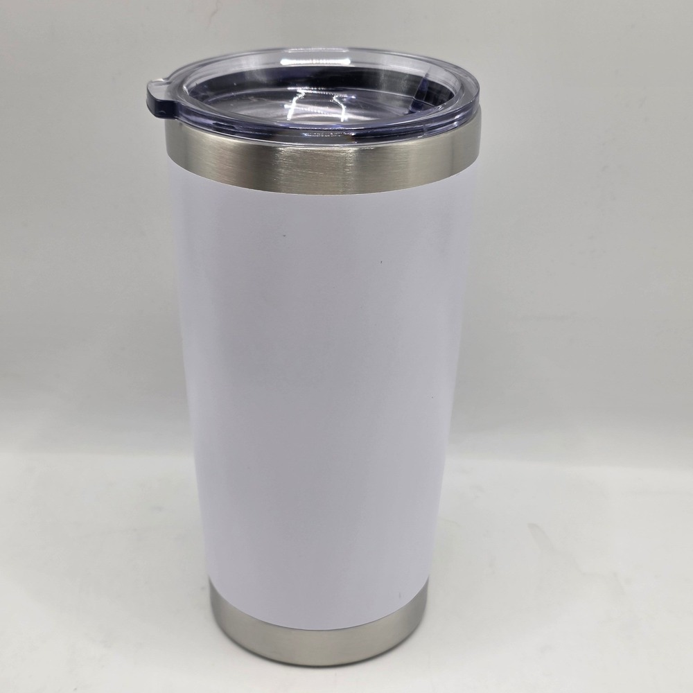 Travel Tumbler Set 2pc White Stainless Steel Insulated Travel Mug Minimalist - Picture 4 of 12